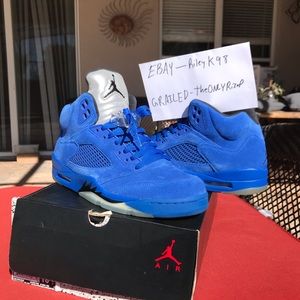 Jordan 5 blue suede Sz 10 rare steal cheap